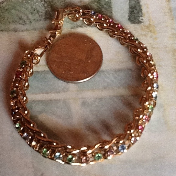 7in multi pastel color costume tennis bracelet🌺🌺 - Picture 7 of 8